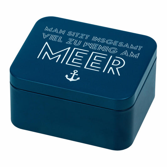 Birkmann Geschenkbox Am Meer, Blechdose, Geschenkdose, Box, Weißblech, Blau, 12 x 10 x 6 cm, 438217