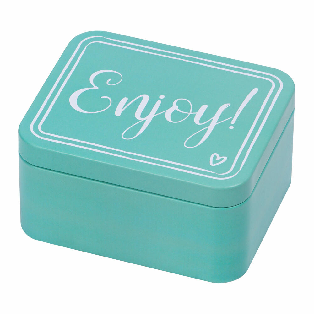 Birkmann Geschenkbox Enjoy, Blechdose, Geschenkdose, Box, Weißblech, Türkis, 12 x 10 x 6 cm, 438224