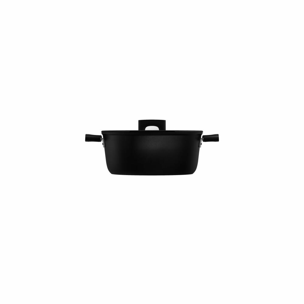 Fiskars Hard Face Kasserolle, mit Deckel, Kochtopf, Koch Topf, Aluminium, Schwarz, 5 L, Ø 26 cm, 1052228