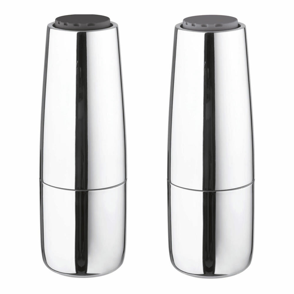 Blomus salt &amp; pepper mill SALPI, polished stainless steel, plastic, ceramic, silver, sharkskin + magnet, 180 ml, 63957