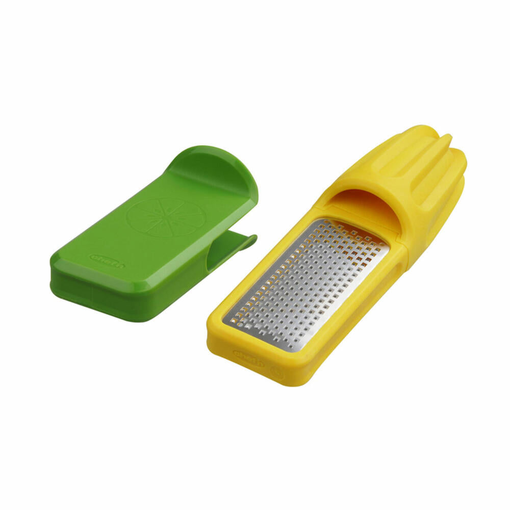 Chefn Vibe Zitronenpresse 2in1, Zitronen Presse, Zitronenreibe, Reibe, Küchenhelfer, PP / Edelstahl, Gelb / Grün, 23 cm, 27363