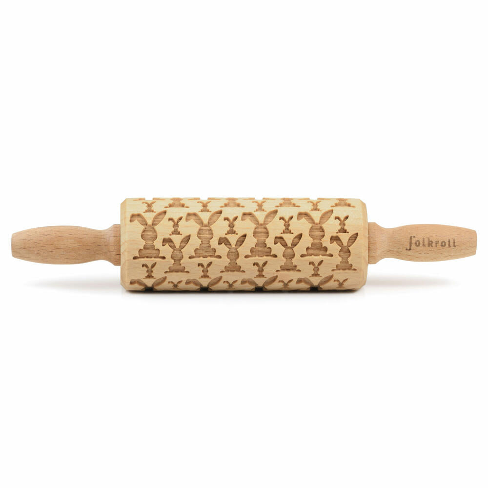 Folkroll Teigrolle Osterhasen, junior, 23 cm, Nudelholz, Prägerolle, Muster, Motiv, Rolle, Buchenholz, 331637
