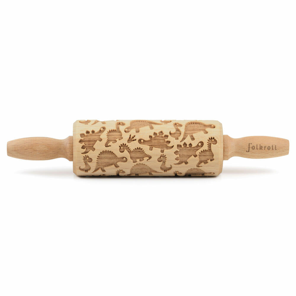 Folkroll Teigrolle Dinosaurier, junior, 23 cm, Nudelholz, Prägerolle, Muster, Motiv, Rolle, Buchenholz, 331675