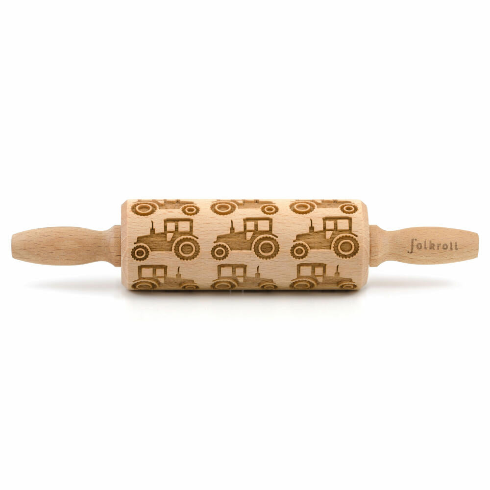 Folkroll Teigrolle Traktor, junior, 23 cm, Nudelholz, Prägerolle, Muster, Motiv, Rolle, Buchenholz, 332832