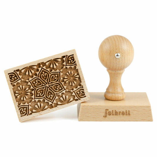 Folkroll Keksstempel Blumen Mandala, 70x50 mm, Cookiestempel, Backstempel, Keks, Stempel, Motiv, Buchenholz, 334676