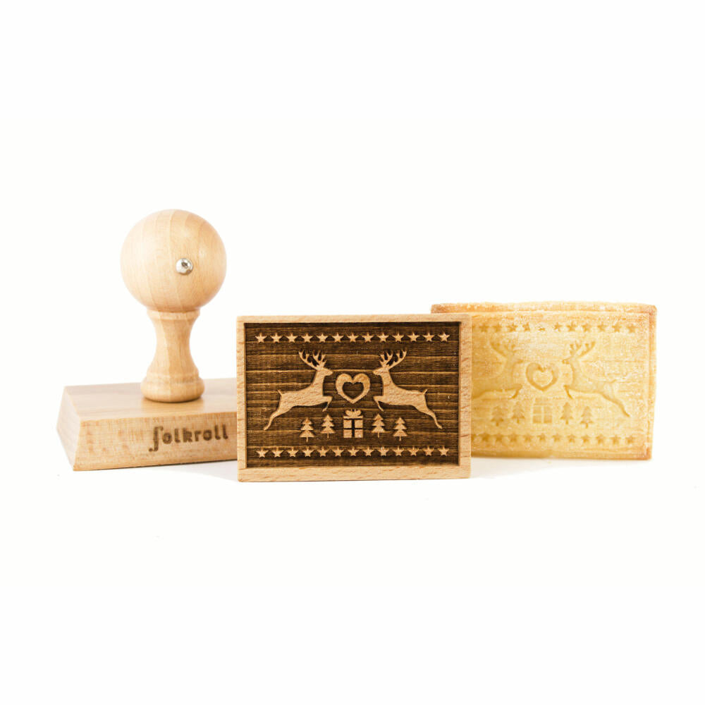 Folkroll Keksstempel Magische Weihnacht, 70x50 mm, Cookiestempel, Backstempel, Keks, Stempel, Motiv, Buchenholz, 334690