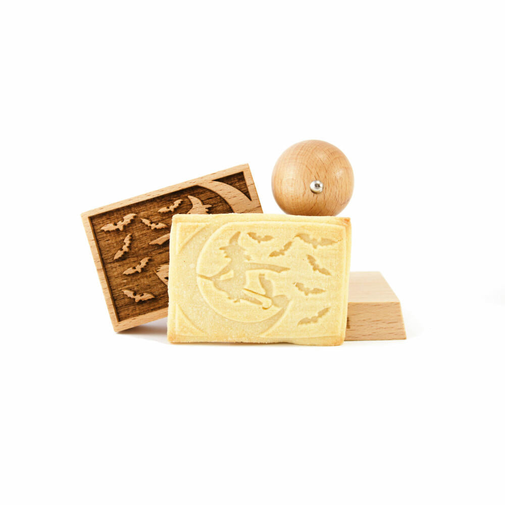 Folkroll Keksstempel Hexe, 70x50 mm, Cookiestempel, Backstempel, Keks, Stempel, Motiv, Buchenholz, 334744