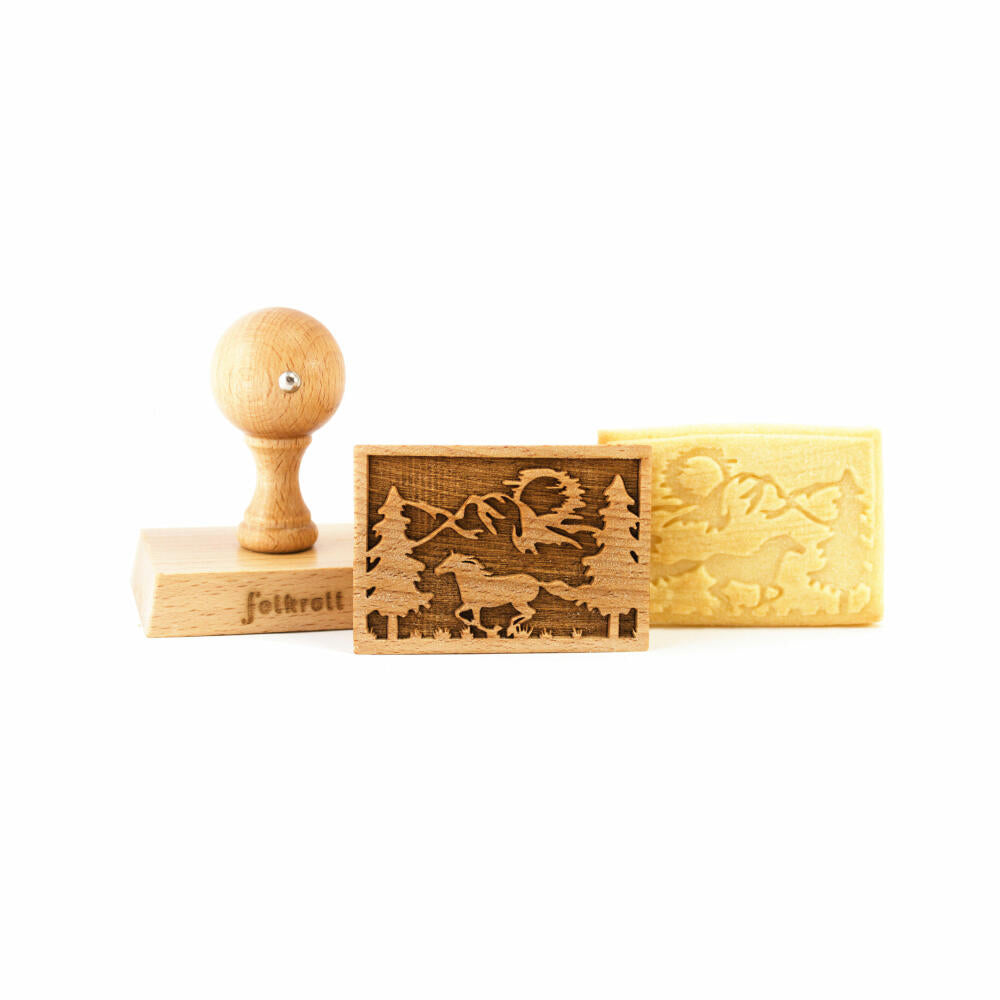 Folkroll Keksstempel Mustang, 70x50 mm, Cookiestempel, Backstempel, Keks, Stempel, Motiv, Buchenholz, 334751