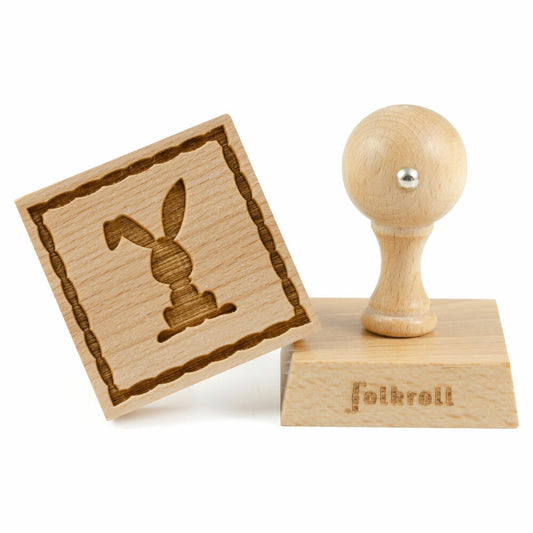 Folkroll Keksstempel Knickohr, 55x55 mm, Cookiestempel, Backstempel, Keks, Stempel, Motiv, Buchenholz, 336779