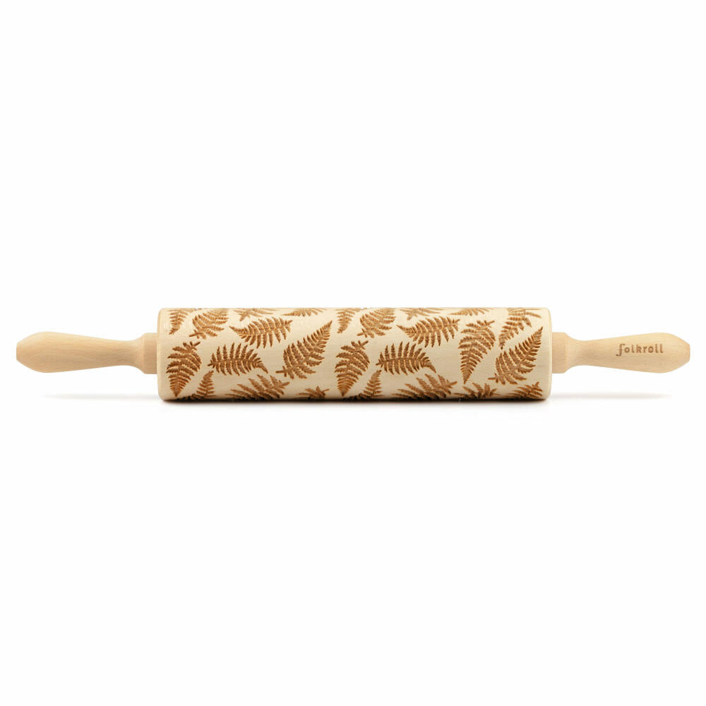 Folkroll Teigrolle Farn, groß, 43 cm, Nudelholz, Prägerolle, Muster, Motiv, Rolle, Buchenholz, 337042