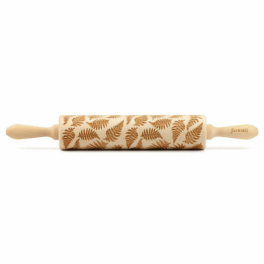 Folkroll Teigrolle Farn, groß, 43 cm, Nudelholz, Prägerolle, Muster, Motiv, Rolle, Buchenholz, 337042