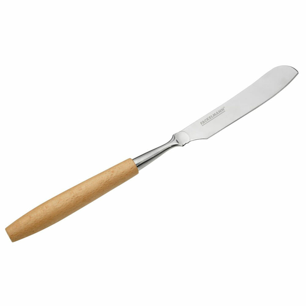 Fackelmann Eco Butter- und Frischkäsemesser Nature, Streichmesser, Buche, Edelstahl, 25 cm, 31039