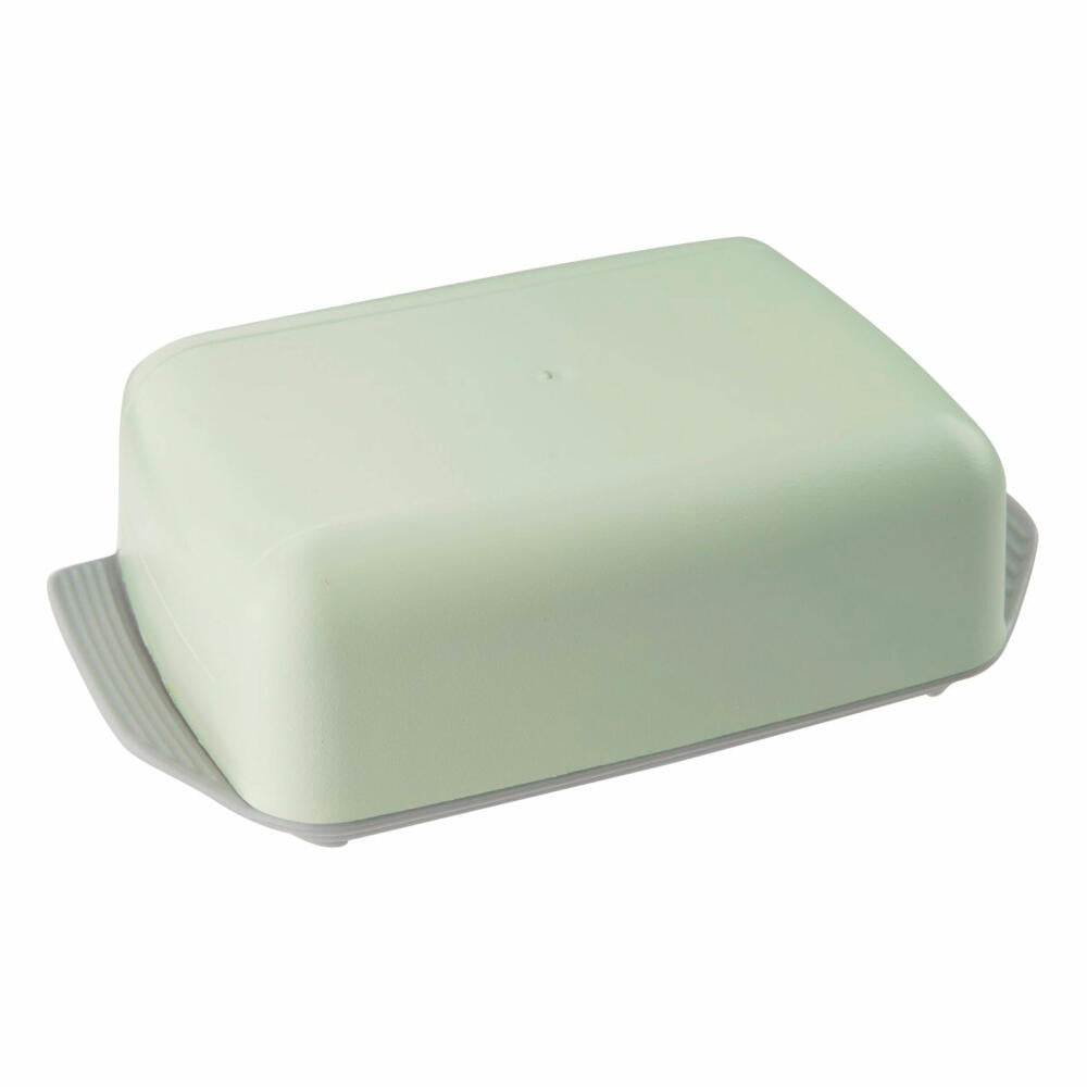 Fackelmann Butterdose Eco, Butterschale für 250g Butter, Green PE, Grau, Mint, 16.5 x 10.5 cm, 33005