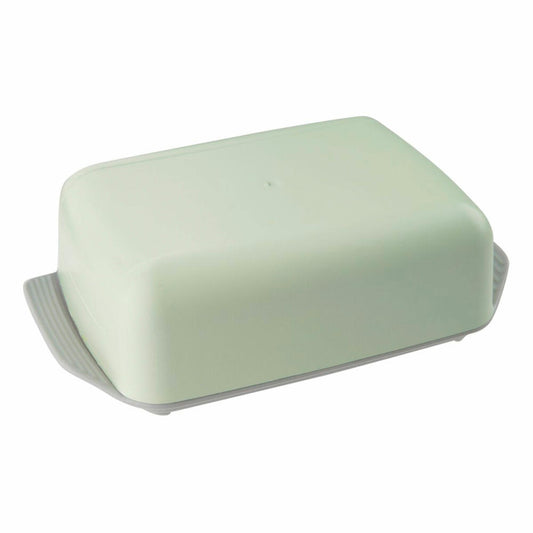 Fackelmann Butter Dish Eco, Butter Dish for 250g Butter, Green PE, grey, mint, 16.5 x 10.5 cm, 33005
