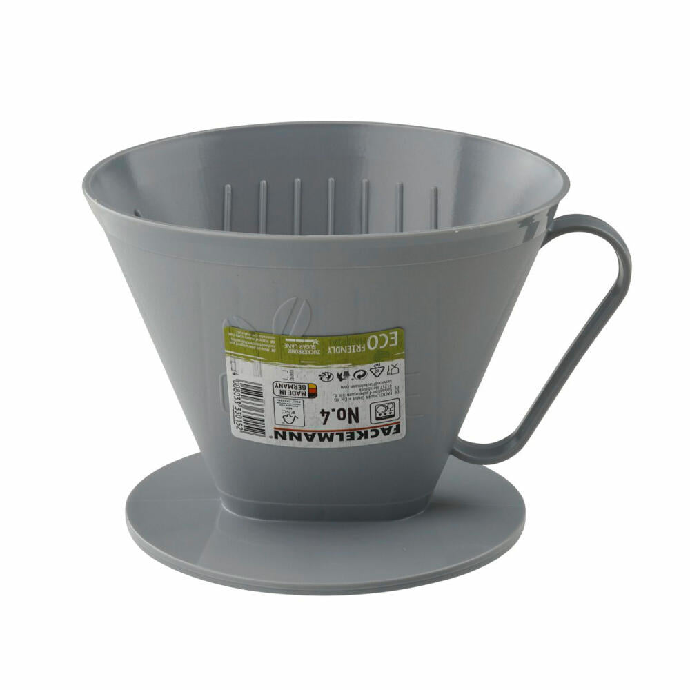 Fackelmann filter container for coffee Eco, filter holder, filter attachment, Green PE, grey, size 4, 33015