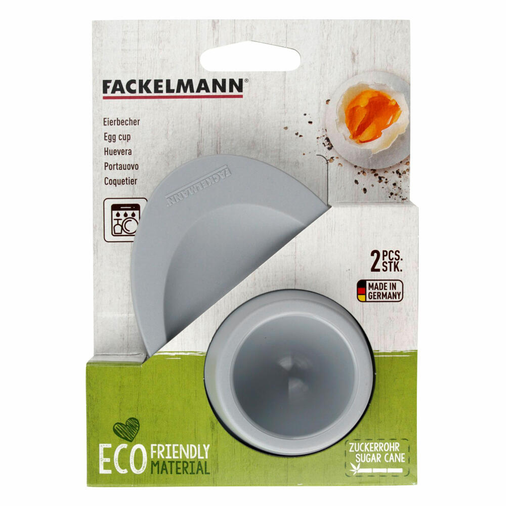 Fackelmann egg cup set of 2 Eco, egg container with shelf, Green PE, grey, 33021