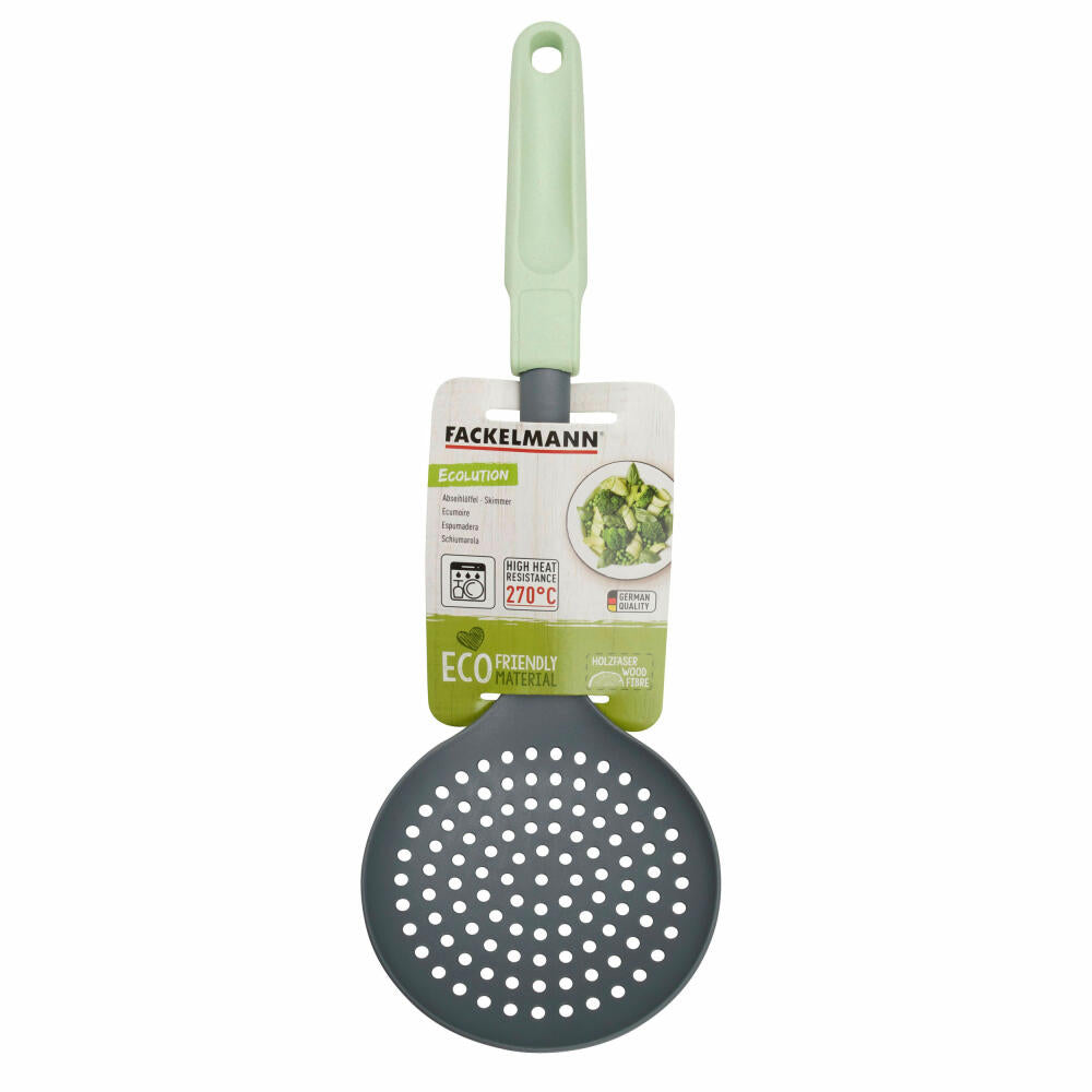 Fackelmann Abseihlöffel Ecolution, Sieblöffel, Seihlöffel, Materialmix, Mintgrün, 33 cm, 33063