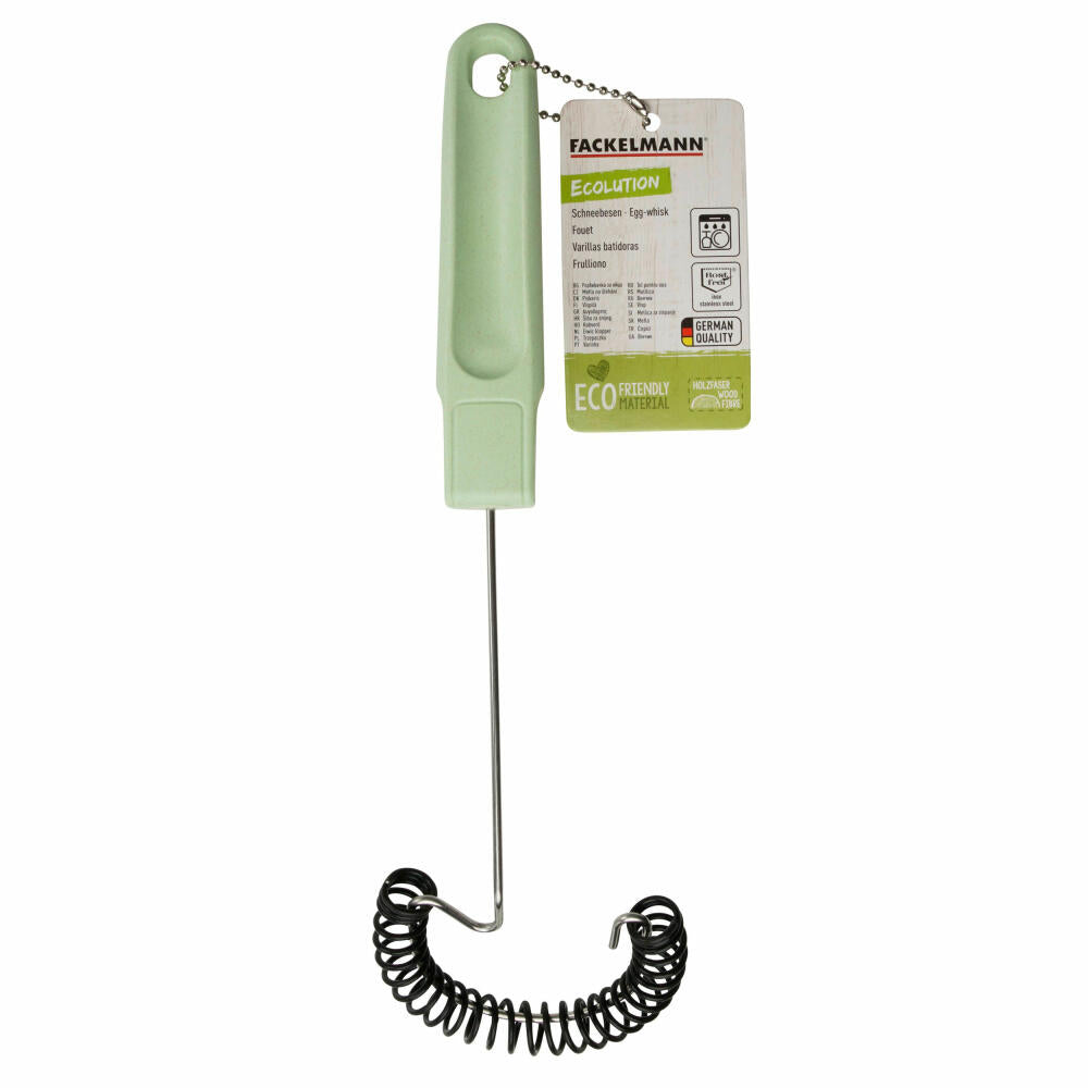 Fackelmann Schneebesen Ecolution, Rührbesen, Milchschäumer, Materialmix, Mintgrün, 27 cm, 33069