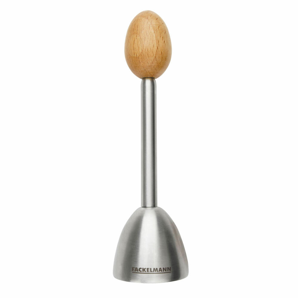 Fackelmann Eco Eierköpfer Nature, Eierschneider, Edelstahl, Buche, Silber, Braun, 14 x 4 cm, 41875