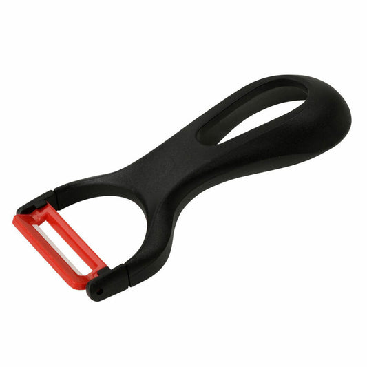 Fackelmann Ziehschäler Ergonomic, Sparschäler, Gemüseschäler, Keramik, PP, Schwarz, Rot, 13.5 cm, 41977