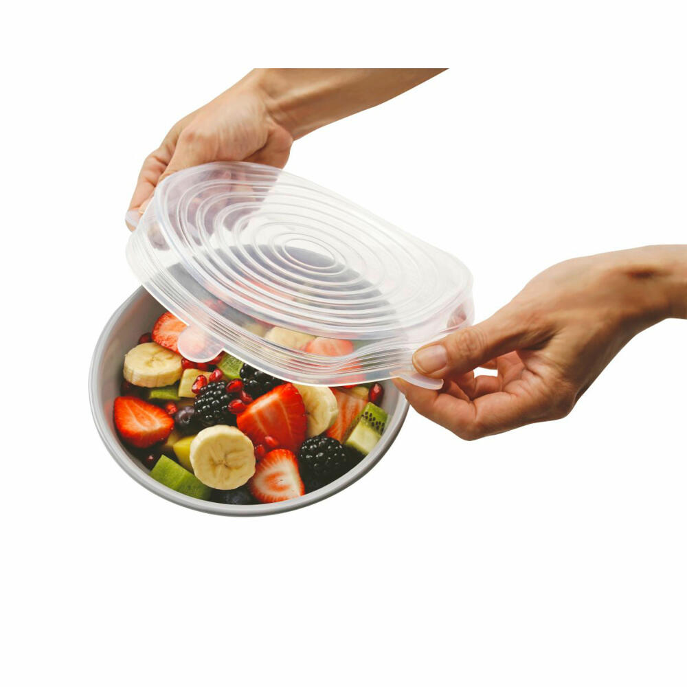 Fackelmann Fresh-Keeping Lid Set 3-piece, Kitchen Lid, Silicone, Transparent 7 - 17 cm, 47054