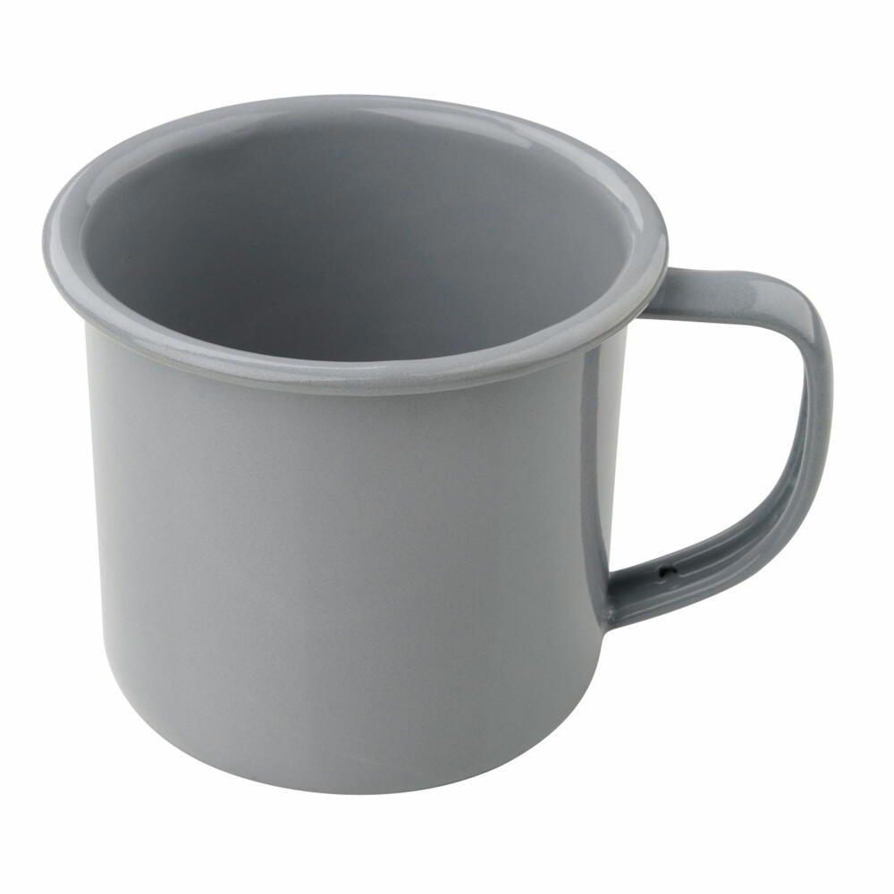 Fackelmann Tasse Breakfast, Kaffeebecher mit Henkel, Emaille, Grau, 9 x 8 cm, 47176