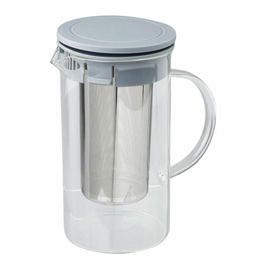 Fackelmann Teekanne mit Filter, Teebereiter, Borosilikatglas, Grau, 1 Liter, 47178