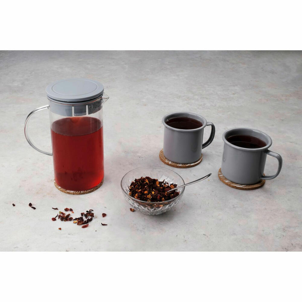 Fackelmann Teekanne mit Filter, Teebereiter, Borosilikatglas, Grau, 1 Liter, 47178