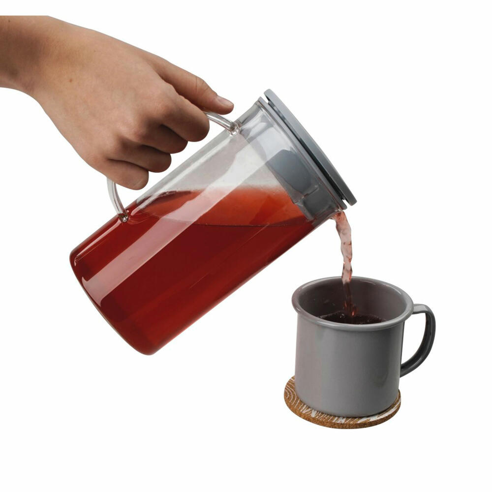 Fackelmann Teekanne mit Filter, Teebereiter, Borosilikatglas, Grau, 1 Liter, 47178