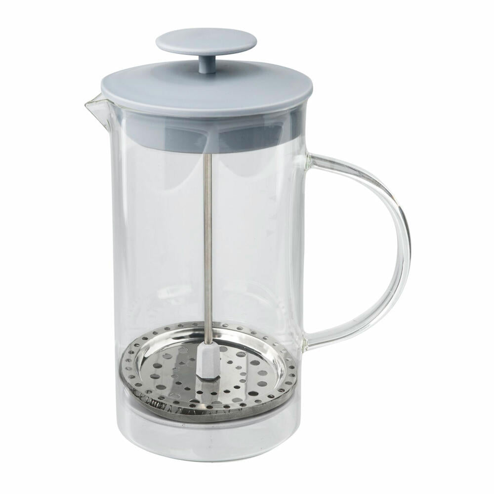 Fackelmann Kaffeezubereiter, Milchaufschäumer, Kaffeebereiter, Borosilikatglas, Grau, 1 Liter, 47182