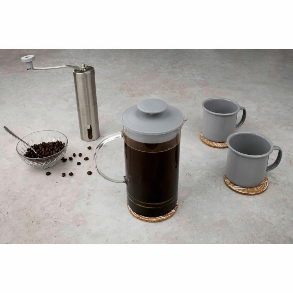 Fackelmann Kaffeezubereiter, Milchaufschäumer, Kaffeebereiter, Borosilikatglas, Grau, 1 Liter, 47182
