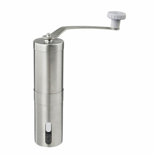Fackelmann Coffee Grinder Breakfast, crank mill with ceramic grinder, stainless steel, silver, 19 cm, 47183