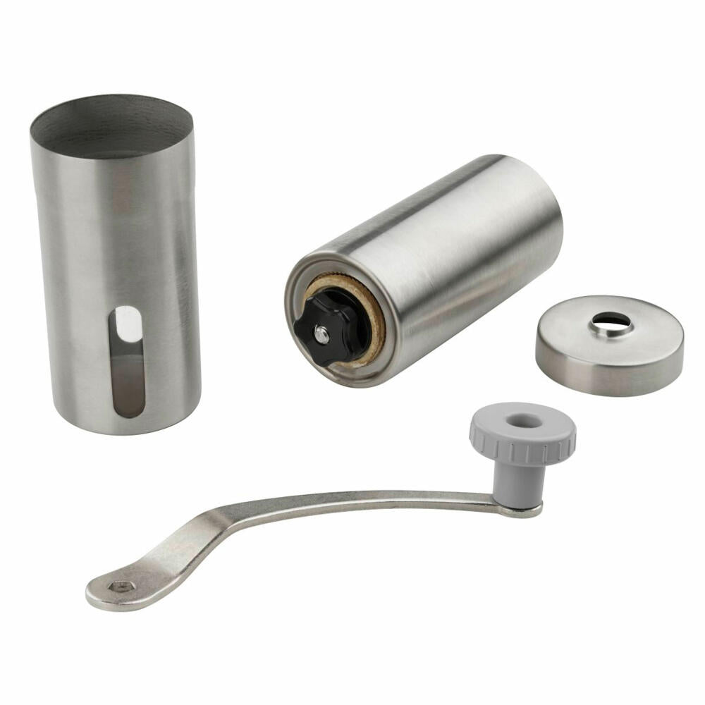 Fackelmann Coffee Grinder Breakfast, crank mill with ceramic grinder, stainless steel, silver, 19 cm, 47183