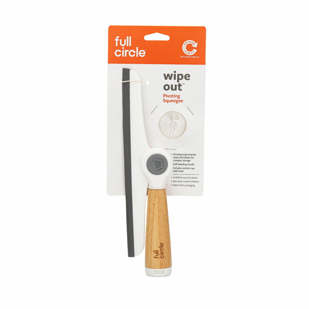 Full Circle Home Abzieher Wipe Out, Fensterputzer, Duschabzieher, Bambus, Recycling-Kunststoff, Weiß, FC16117W