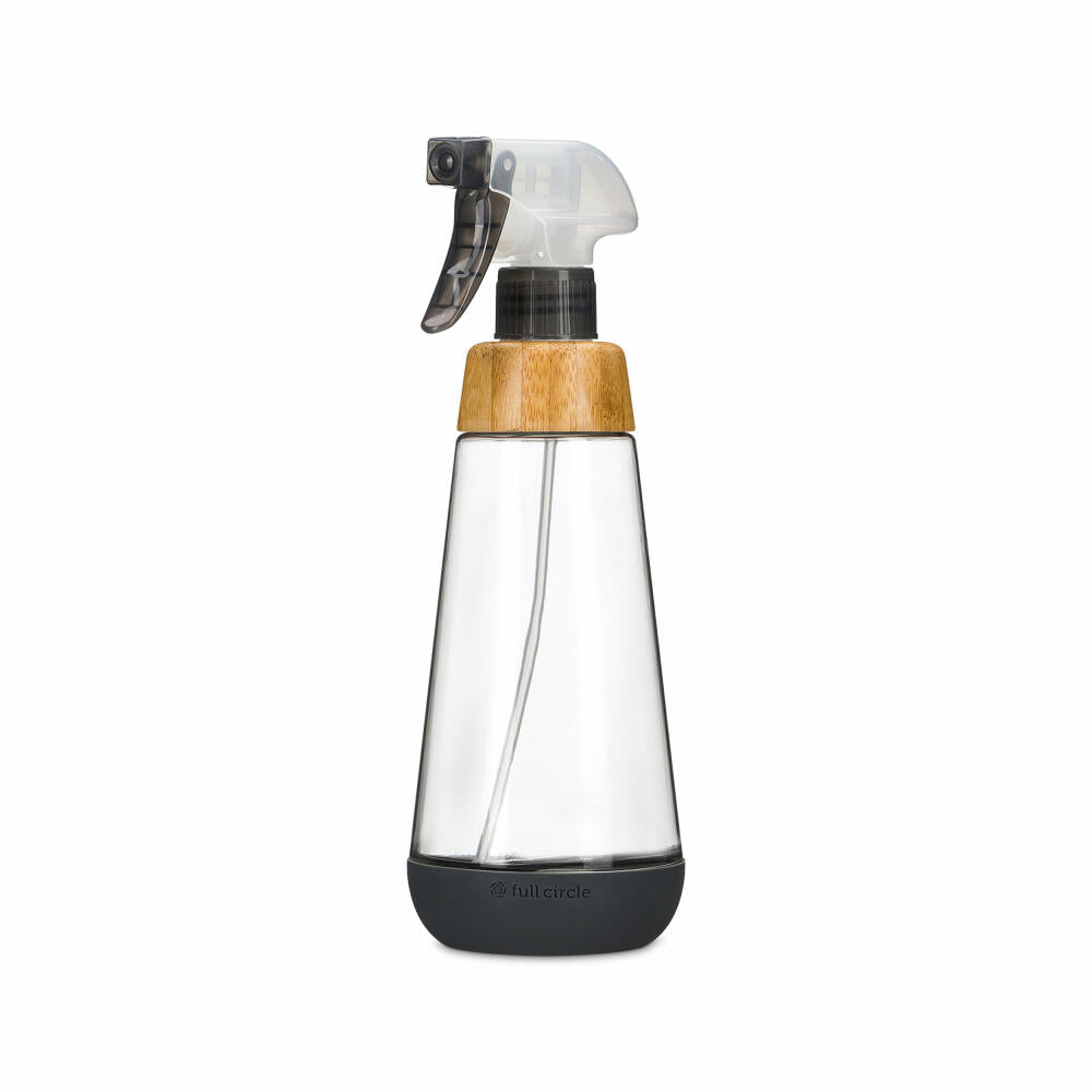Full Circle Home Sprühflasche Bottle Service, Pflanzensprüher, Sprayflasche, Glas, Bambus, Grau, 450 ml, FC19112GY