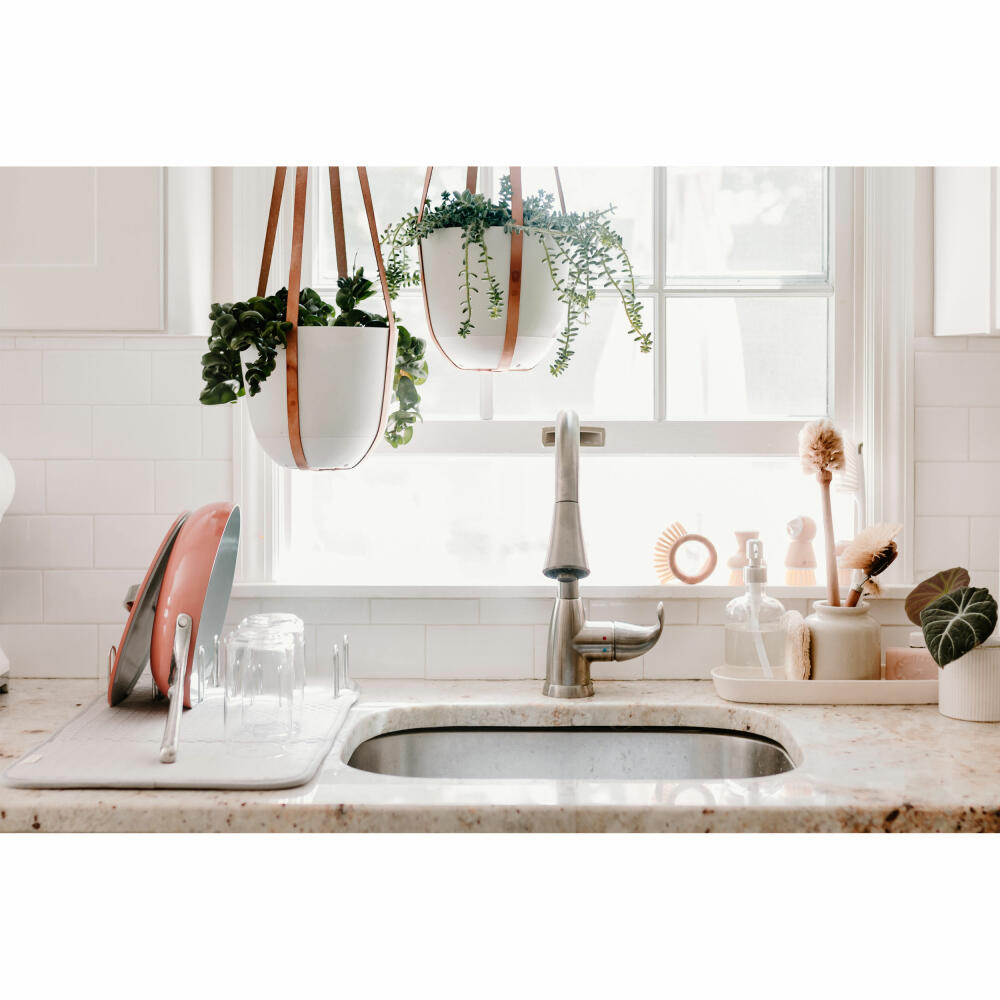 Full Circle Home Shape-Shifter Dish Drainer with Microfiber Mat, Stainless Steel, Gray, FC20402GY