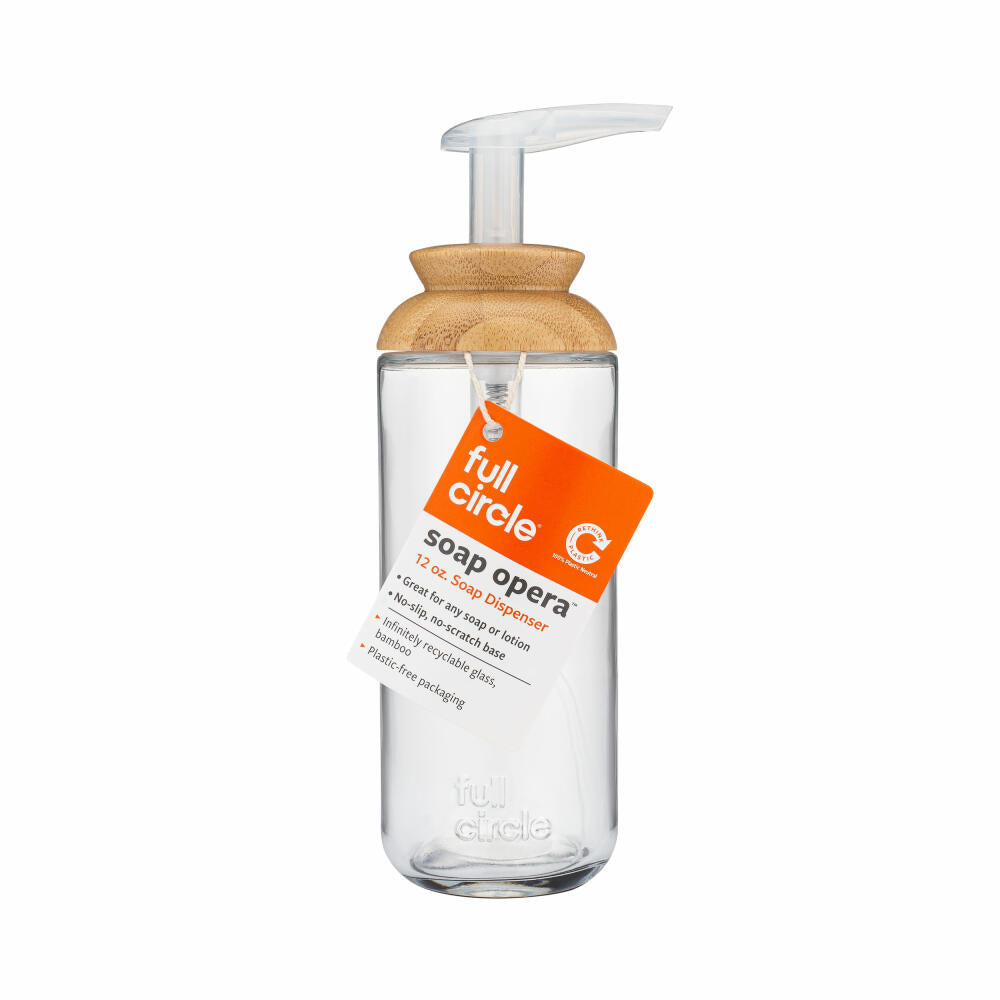 Full Circle Home Seifenspender Soap Opera, Dosierspender, Glas, Bambus, 350 ml, FC21142W