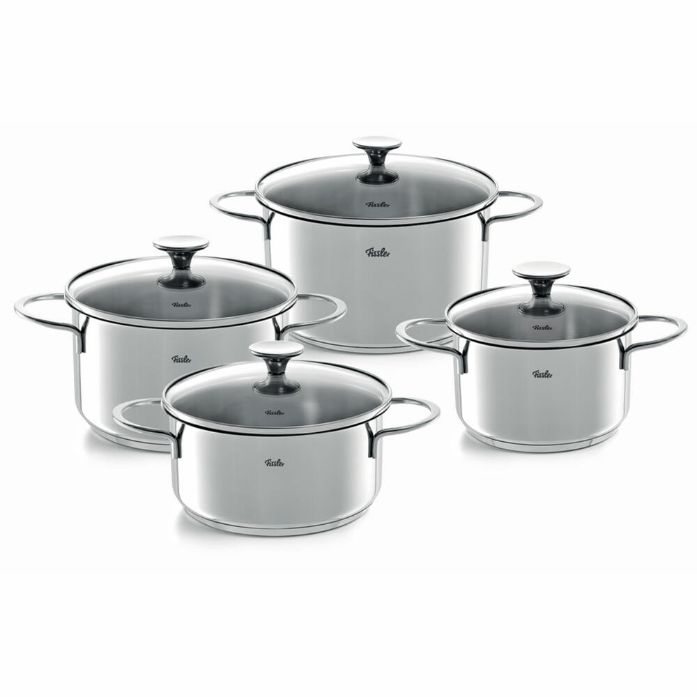 Fissler pot set Copenhagen 4-piece cooking pot set, glass lid, stainless steel 18/10, 040-114-04-000