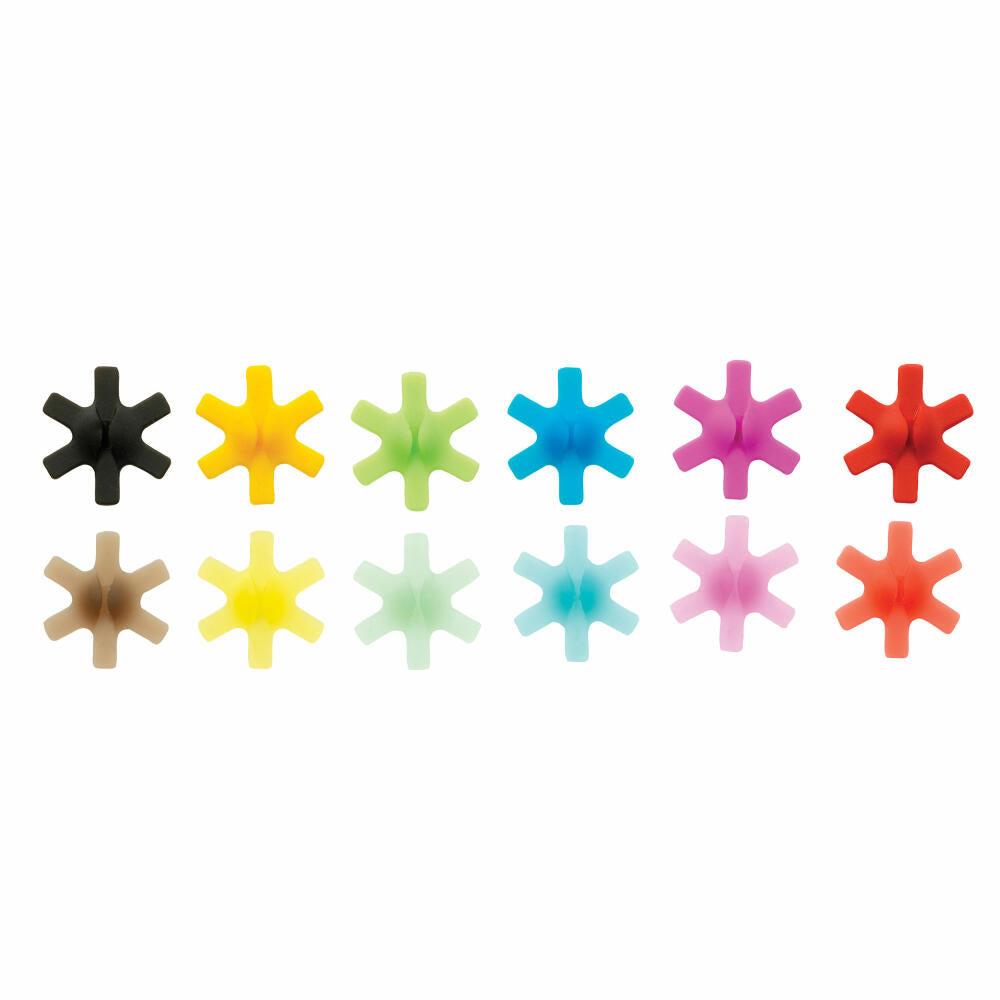 Mastrad glass marker set 12 pcs., party markers, glass markings, silicone, plastic, colorful, F01039