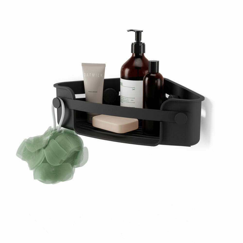 Umbra Flex shower shelf, corner shower shelf with gel lock, plastic, black, 1004435-040