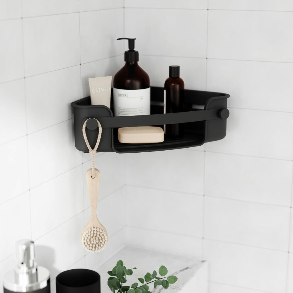 Umbra Flex shower shelf, corner shower shelf with gel lock, plastic, black, 1004435-040