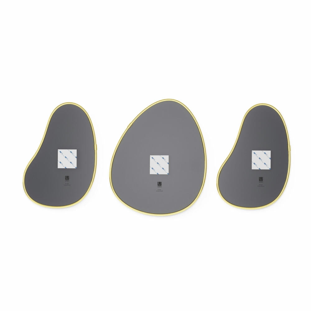 Umbra wall mirror set of 3 Hubba Pebble, mirror glass, brass, 1018566-104
