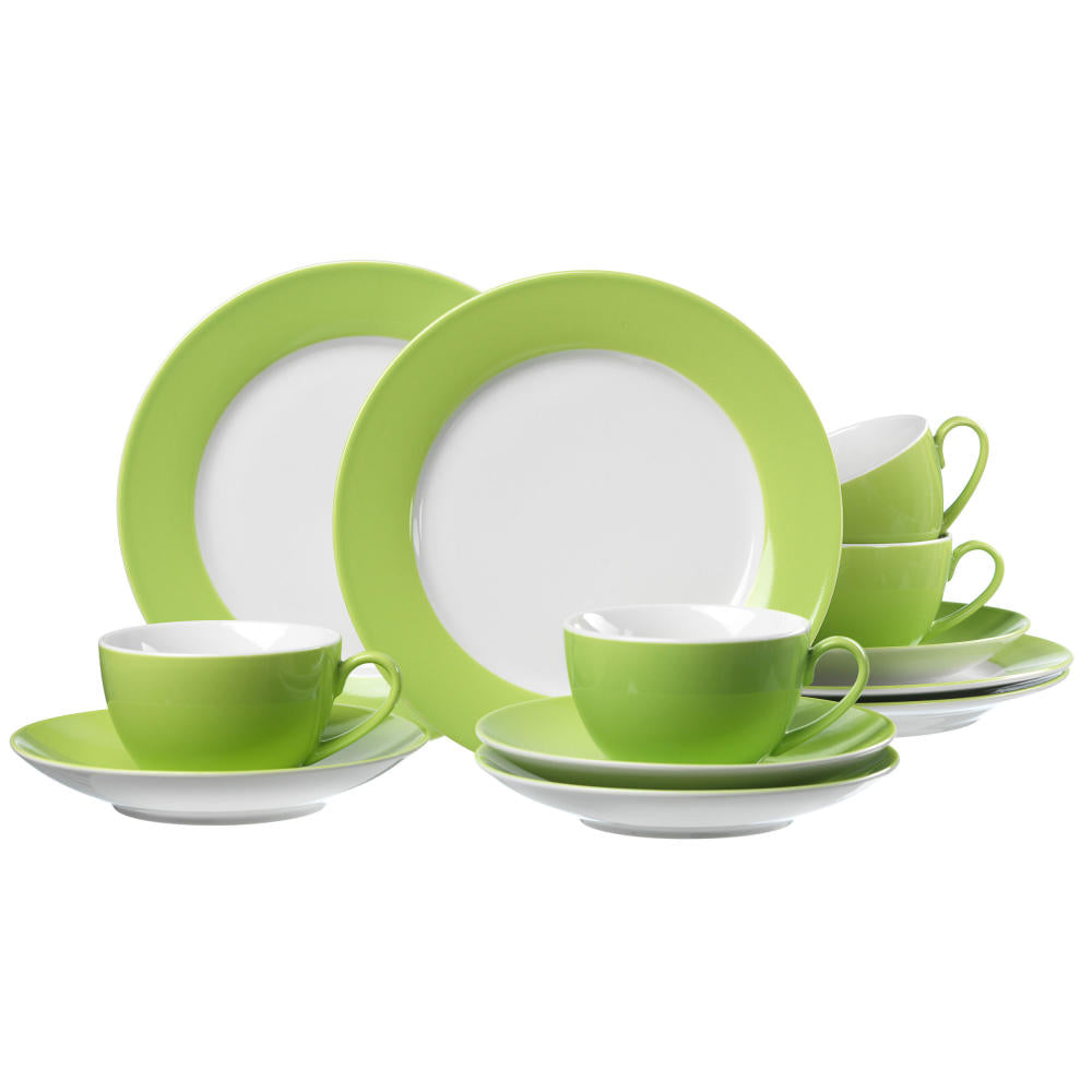 Ritzenhoff &amp; Breker DOPPIO coffee service 12-piece, tableware set, service, round, porcelain, green, 597202