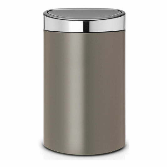 Brabantia Mülleimer Touch Bin New, Abfalleimer, Müllbehälter, Stahl, Platinum / Silber, 40 L, 114885