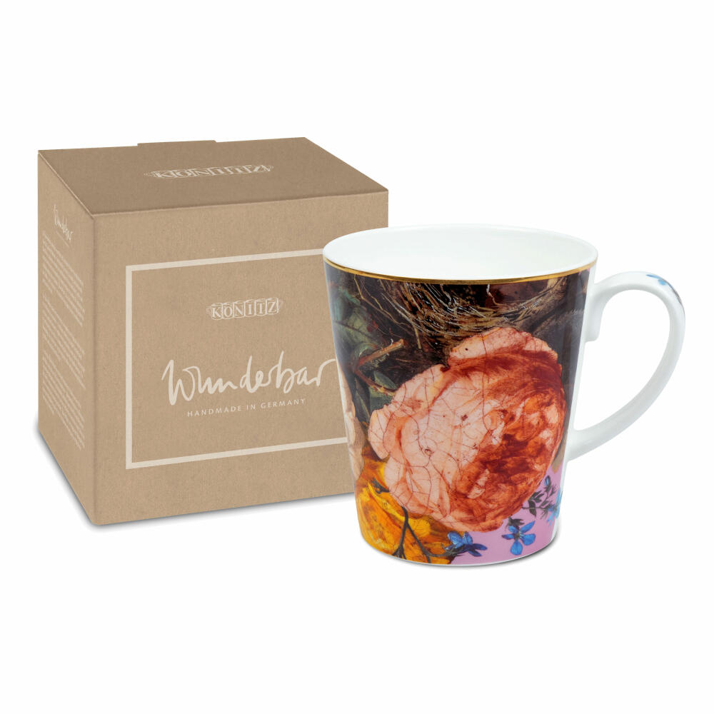 Könitz Becher Wunderbar Flourish - Rose, Tasse mit Geschenkbox, Bone China, 600 ml, 11 5 255 2757