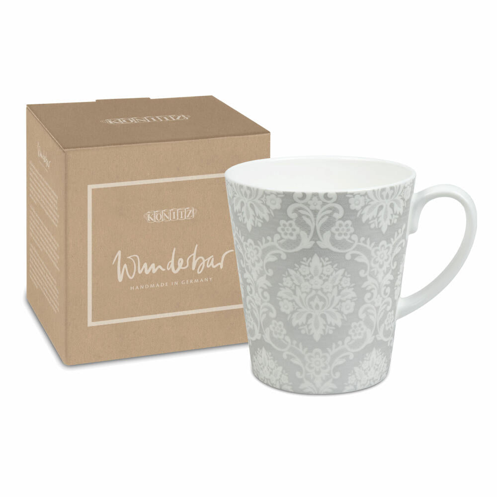 Könitz Becher Wunderbar Silver Lace, Tasse mit Geschenkbox, Bone China, 600 ml, 11 5 255 2746