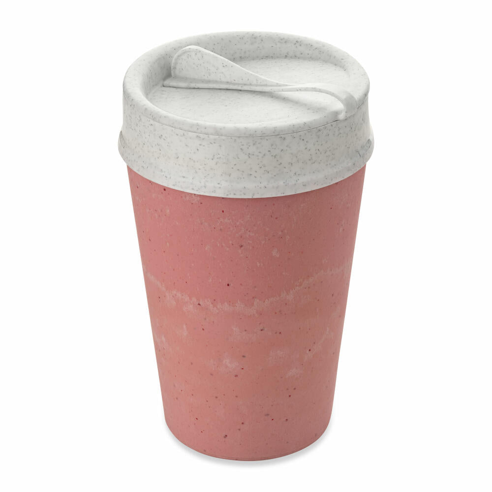 Koziol Thermo Mug Iso To Go, Insulated Mug, Plastic-Wood Mix, Strawberry Ice Cream, 400 ml, 7001697