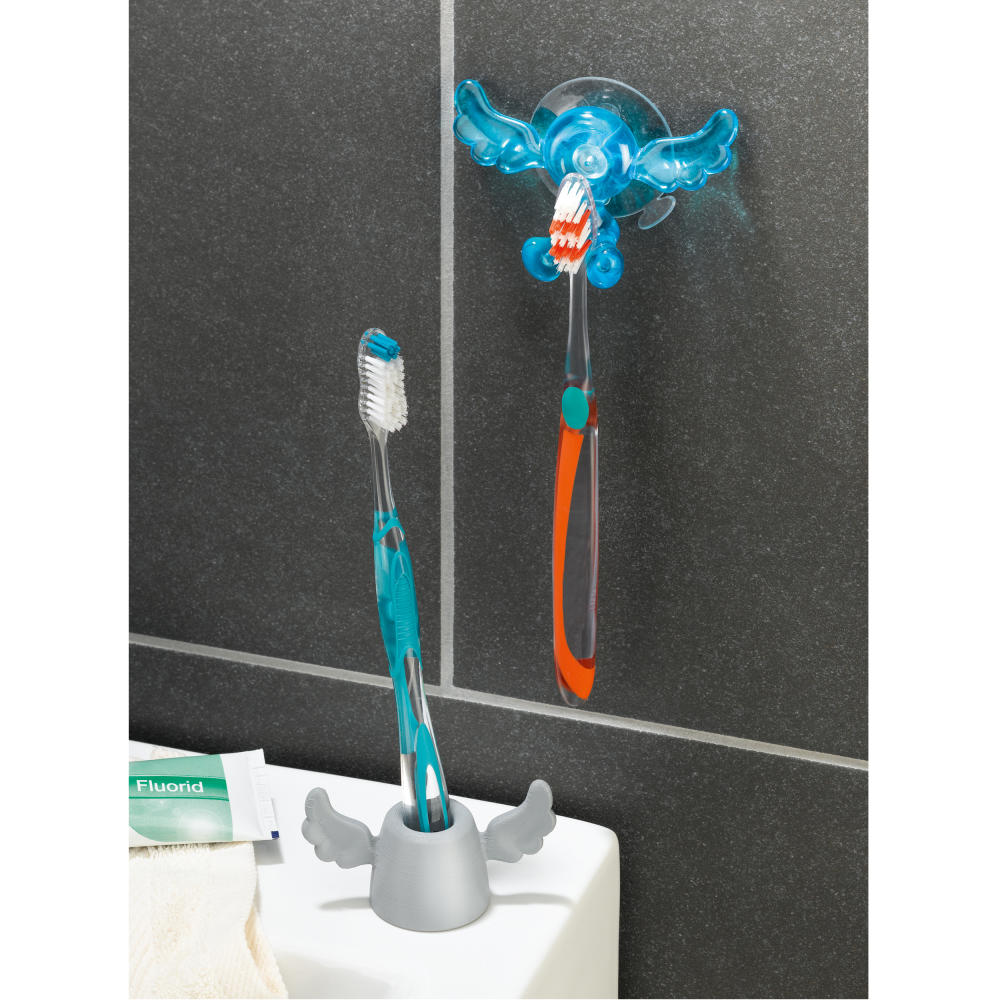 Koziol Hermes Zahnbürstenhalter, Zahnbürstenablage, Zahnbürstenstation, Kunststoff, H 4 cm, Transparent Grün, 5834543