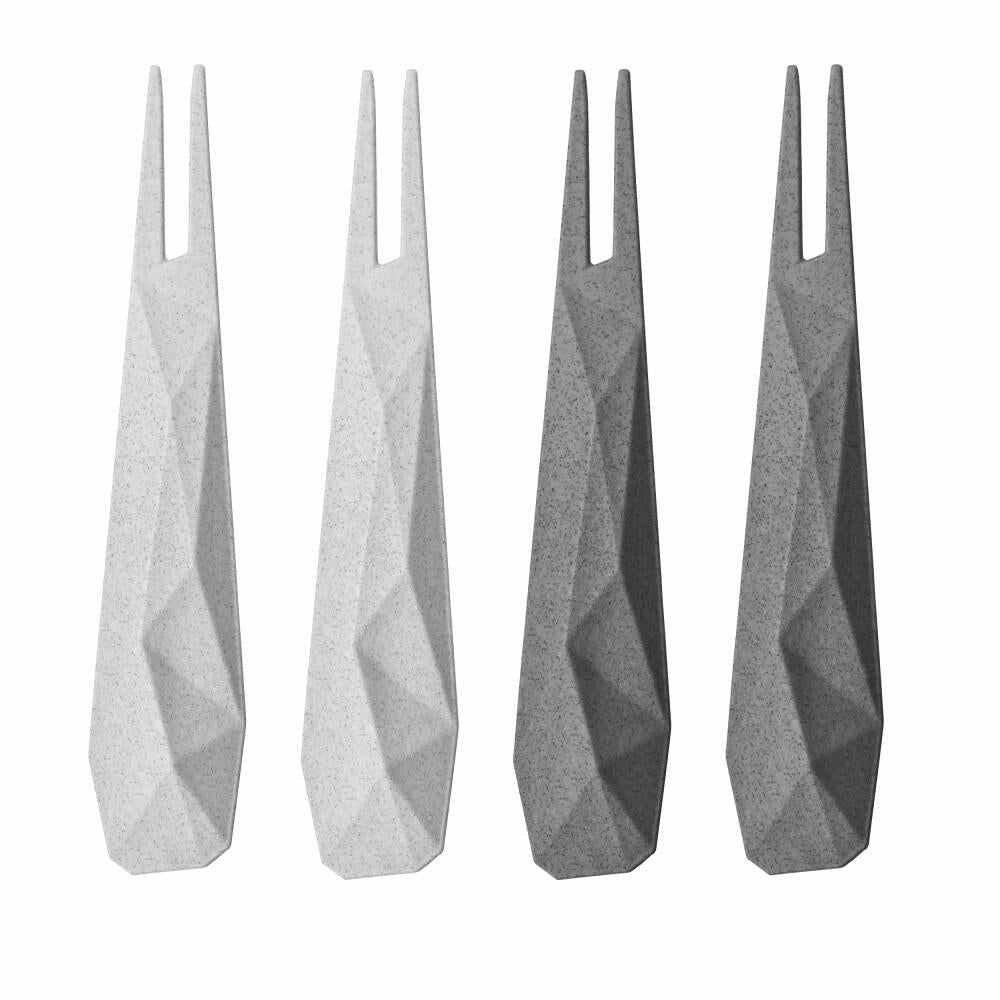 Koziol Party-Piekser Club 4er Set, Party Snackgabeln, Picks, Thermoplastischer Kunststoff, Organic Deep Grey, Organic Grey, 3133300