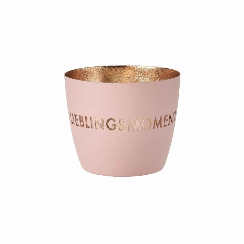 Gift Company Lantern Madras Favorite Moment M, Tealight Holder, Candle Holder, Iron, Blush, Gold, 8.5 cm, 1064104062